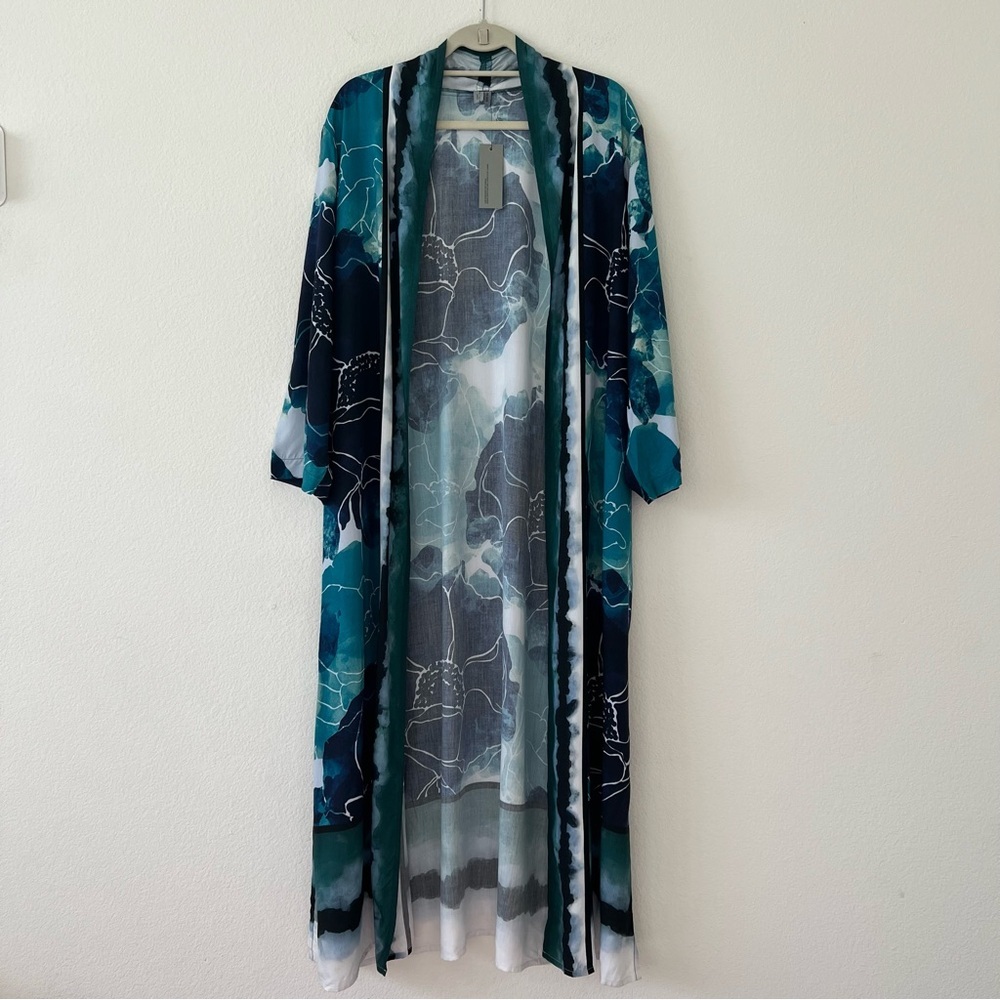 NWT Anthropologie Bl^nk London Rubina Watercolor Duster Kimono Boho Resort SZ OS - Picture 5 of 15